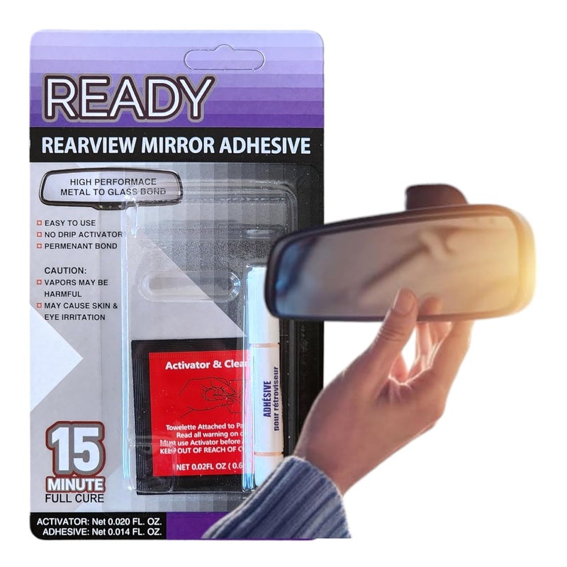 ACMAXPRO Ready Rearview Mirror Superior Bond Adhesive, Fast Easy Installation, 15min Full Cure, Durable Long Lasting Metal & Glass Bond for All Season Weather - Image 1